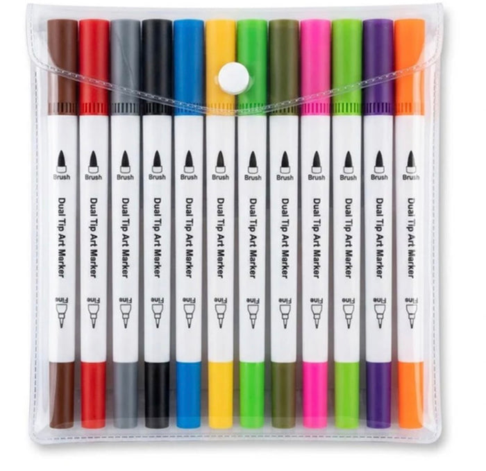 12 Colours Dual Tip Pens Art Markers