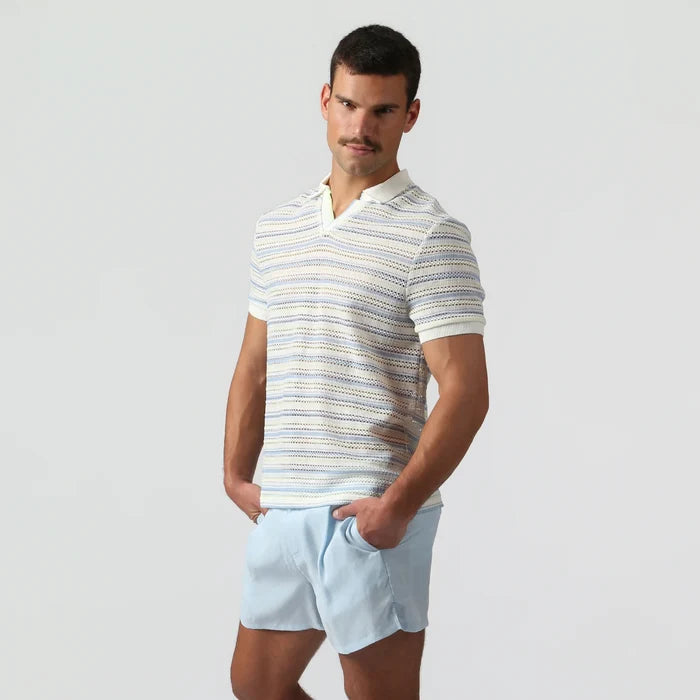 Argento Knit Polo Ice Stripe