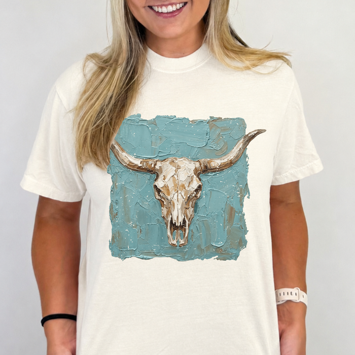 Brushstroke Cow Skull Tee #26144