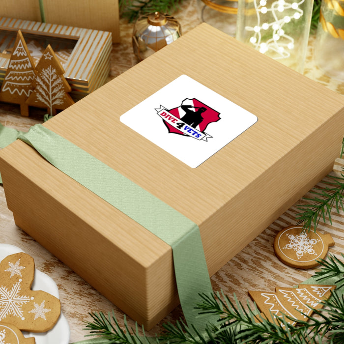 Wooden gift box with a card featuring a logo, surrounded by Christmas-themed cookies and decorations.