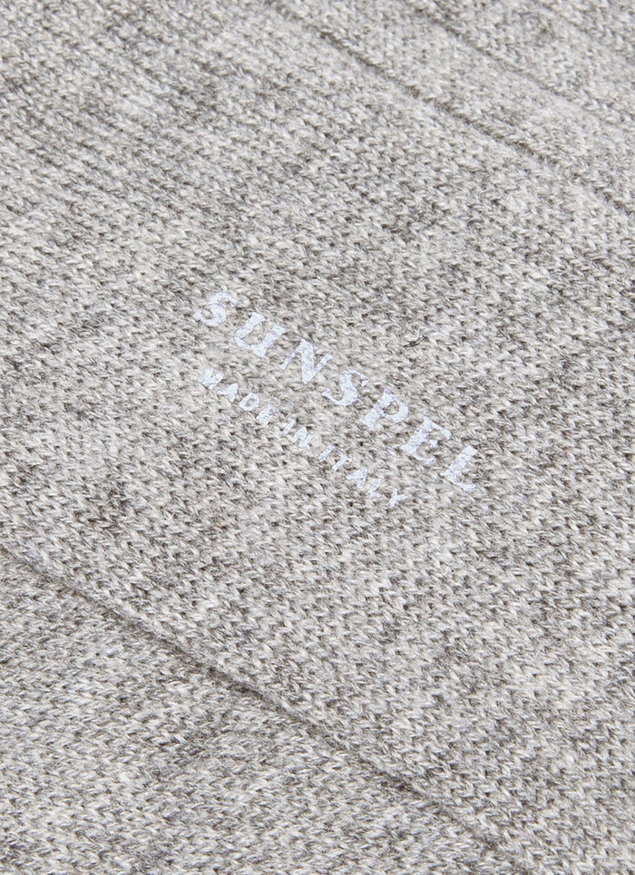 Men's Cashmere Ribbed Socks in Mid Grey Melange