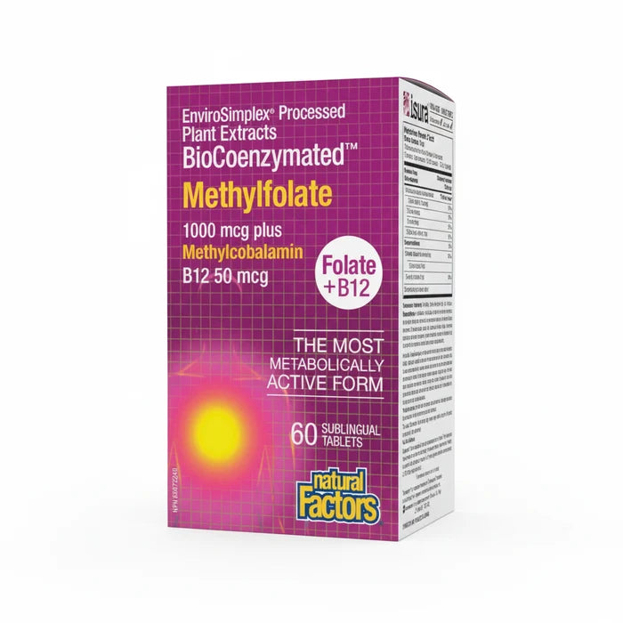 Natural Factors: BioCoenzymated Methylfolate • Folate + B12 1000 mcg/50 mcg