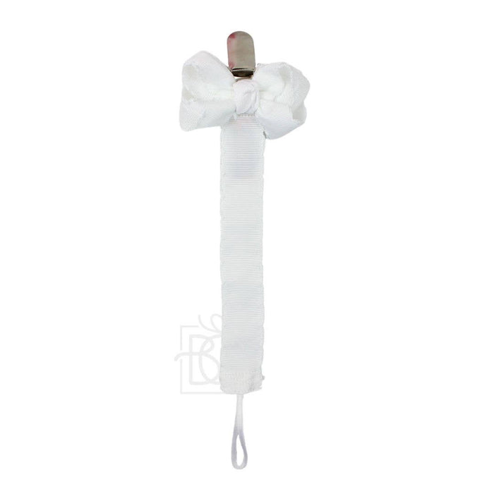 Pacifier Clip w/ Detachable Bow: White