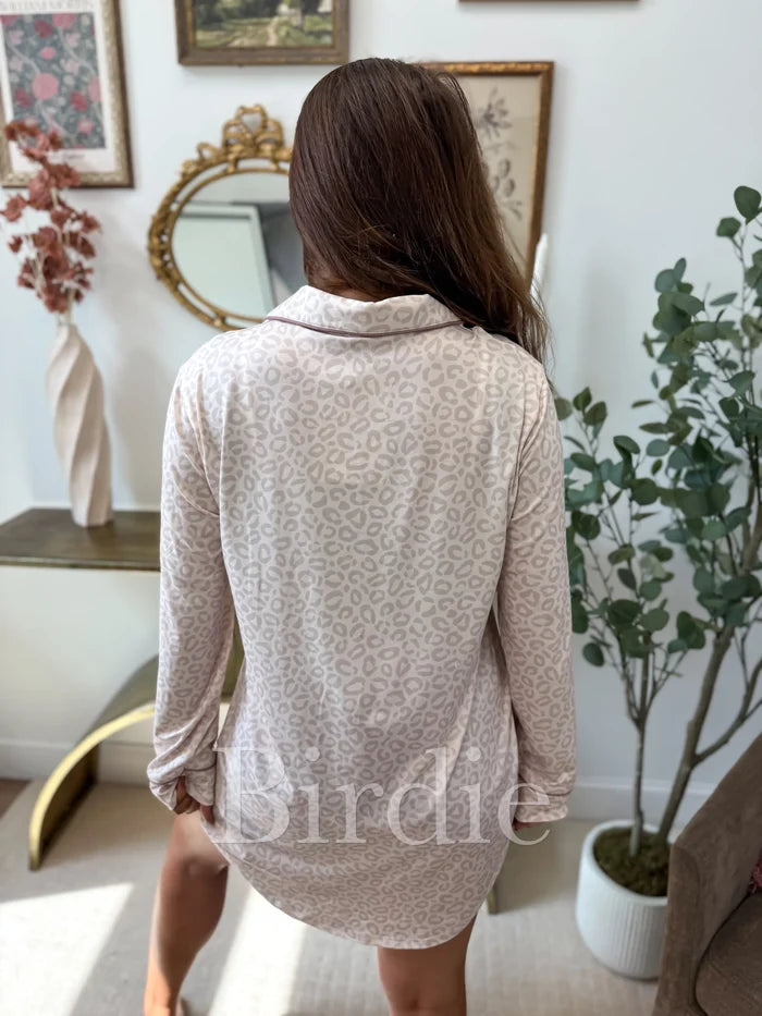 PREORDER: Long Sleeve Sleep Dress in Honey Leopard // eta 3-4 weeks