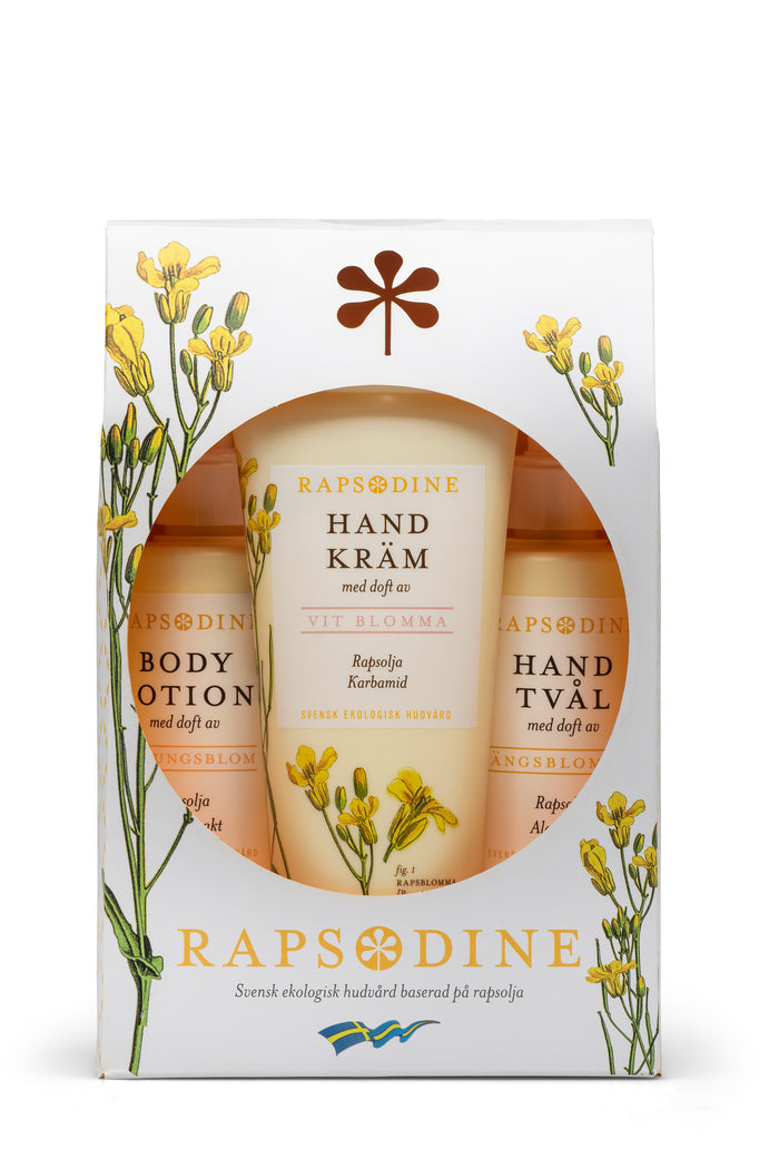 Rapsodine presentpaket - för händer. Svensk, ekologisk hudvård baserad på rapsolja.