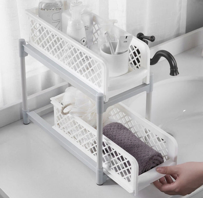 Storage Basket Bathroom/ Kitchen Organizer Shelf Slide Draws
