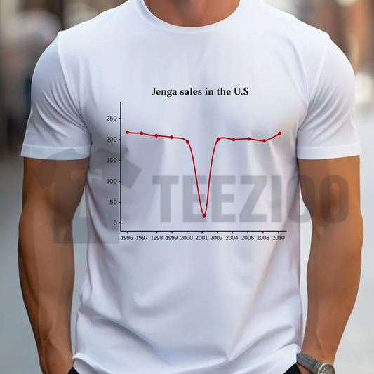 Front view of 2001 Crash Graph Funny T-Shirt in a modern urban style - teezioo