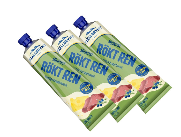 3 x Fjällbrynt Mjukost Rökt Ren 250g (8.81 oz) – Swedish Creamy Cheese Spread with Smoked Reindeer