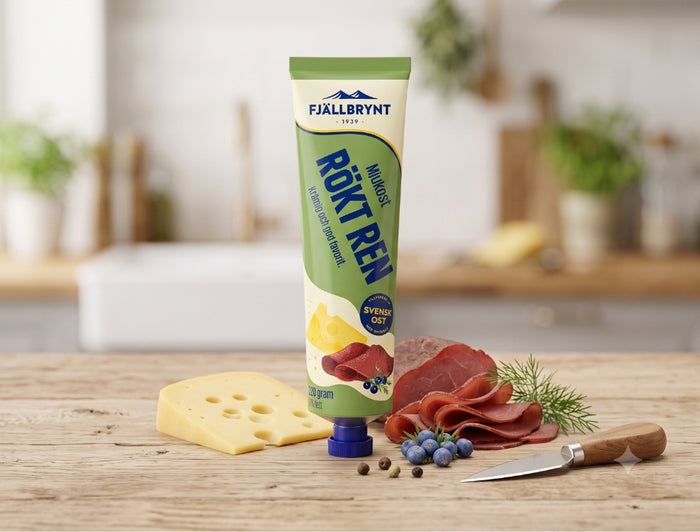 3 x Fjällbrynt Mjukost Rökt Ren 250g (8.81 oz) – Swedish Creamy Cheese Spread with Smoked Reindeer