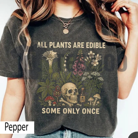 "All Plants Are Edible" Tee – Funny Mushroom Foraging Graphic Shirt