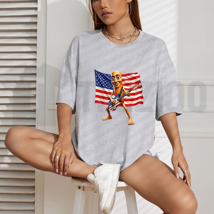 American Flag Guitar Tung Tung Tung Sahur Funny 4th of July Patriotic Meme T-Shirt