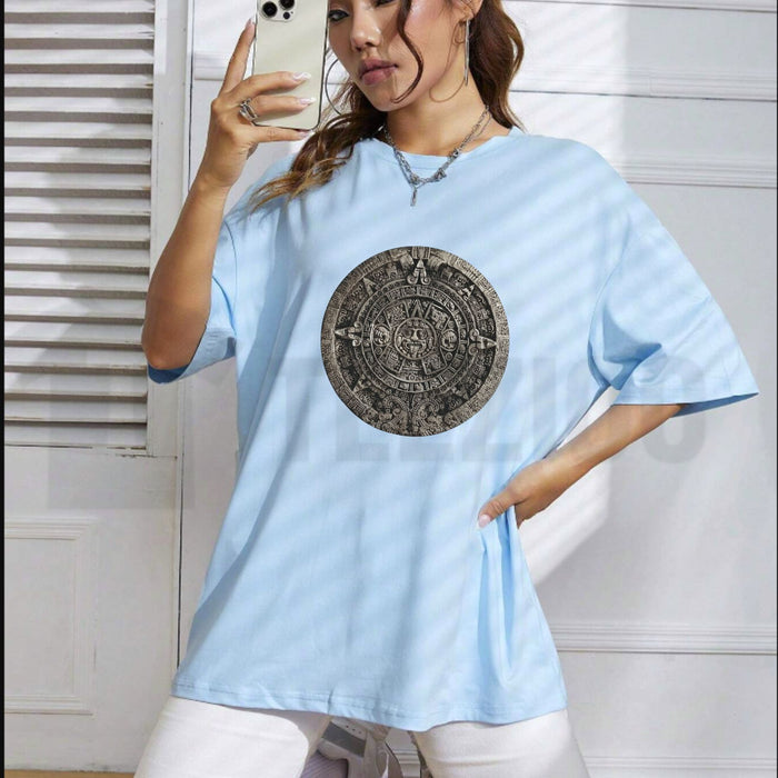 Ancient Mesoamerican Aztec Sun Stone T-Shirt – Retro Mayan Calendar Graphic Tee, Historical Cultural Heritage Art Shirt