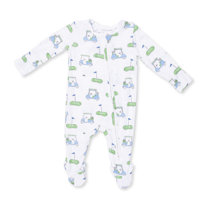 Angel Dear 2 Way Zipper Footie in Blue Golf Carts