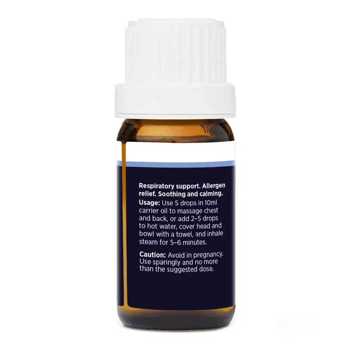 Back view of bottle of aniseed essential oil with product benefits, usage & cautions.