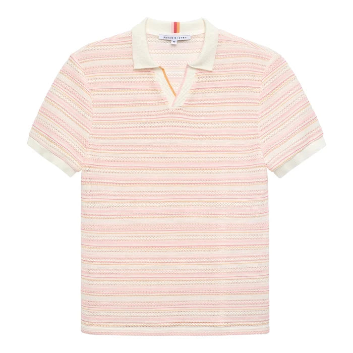 Argento Knit Polo Blush Stripe