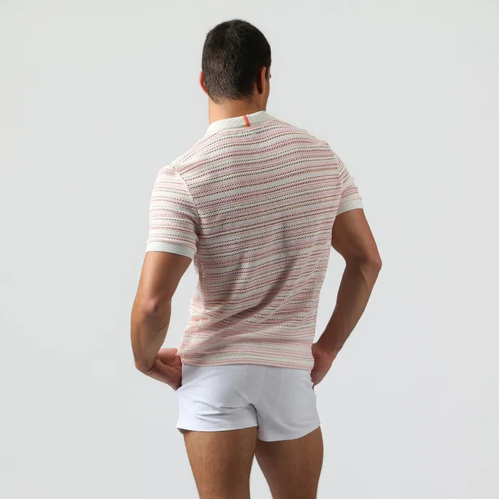 Argento Knit Polo Blush Stripe