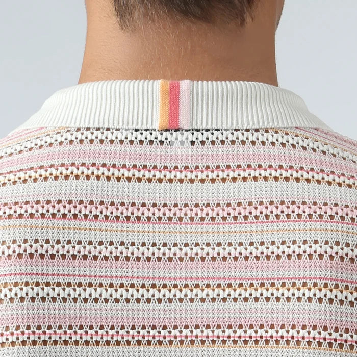 Argento Knit Polo Blush Stripe