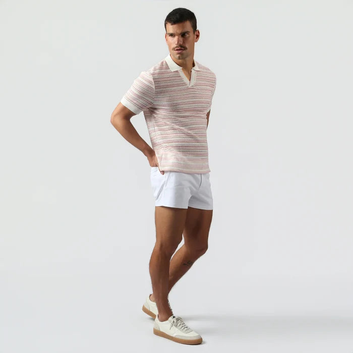 Argento Knit Polo Blush Stripe