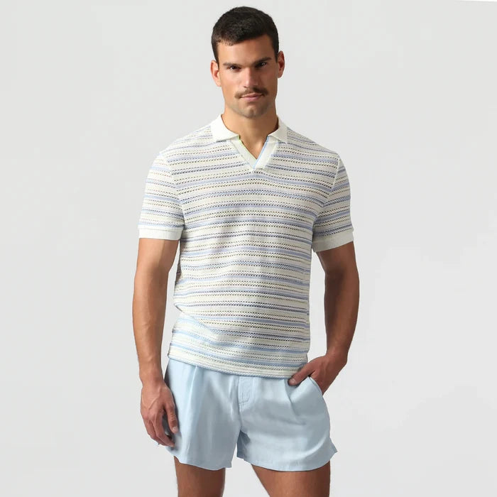 Argento Knit Polo Ice Stripe