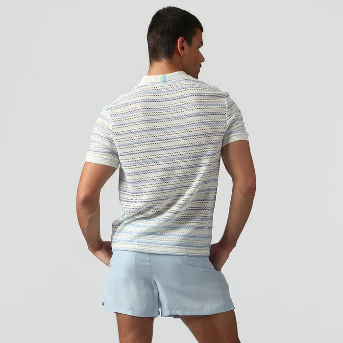 Argento Knit Polo Ice Stripe