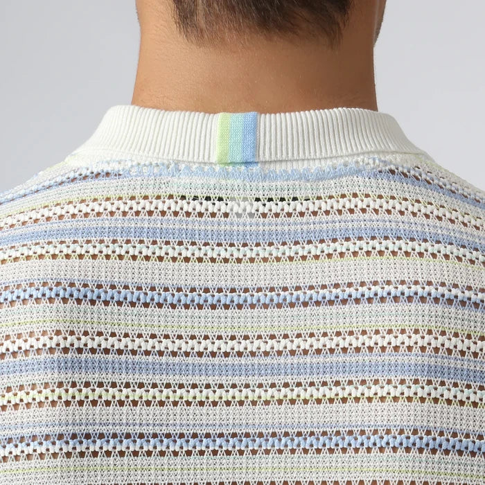 Argento Knit Polo Ice Stripe