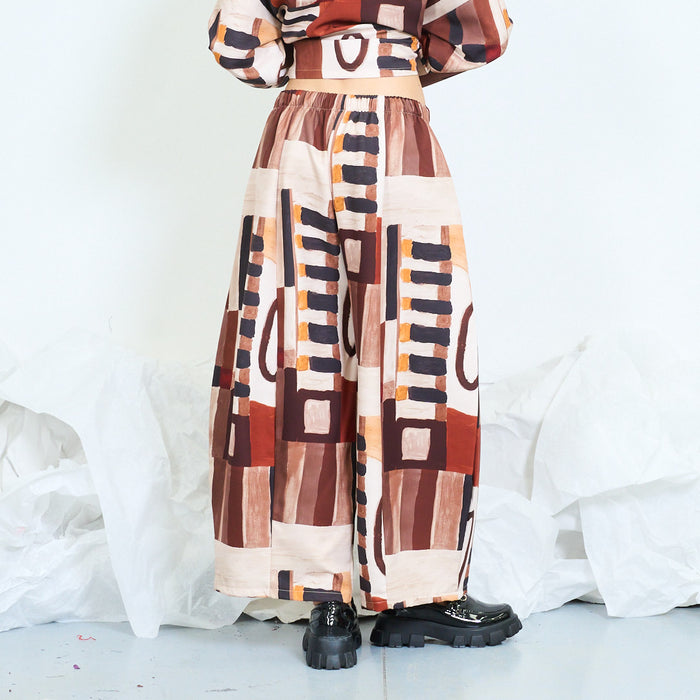 Artistic patchwork wide leg trousers wholesale