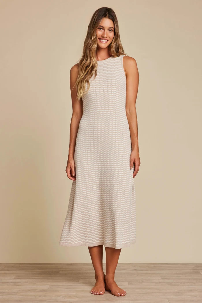Barefoot Dreams Cozy Chic Ultra Lite Pointelle Tank Dress in Stone/Pearl