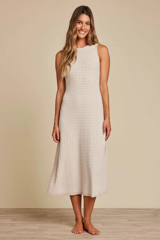Barefoot Dreams Cozy Chic Ultra Lite Pointelle Tank Dress in Stone/Pearl