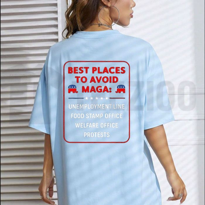 Best Places To Avoid MAGA Tee – Funny Political Graphic Shirt