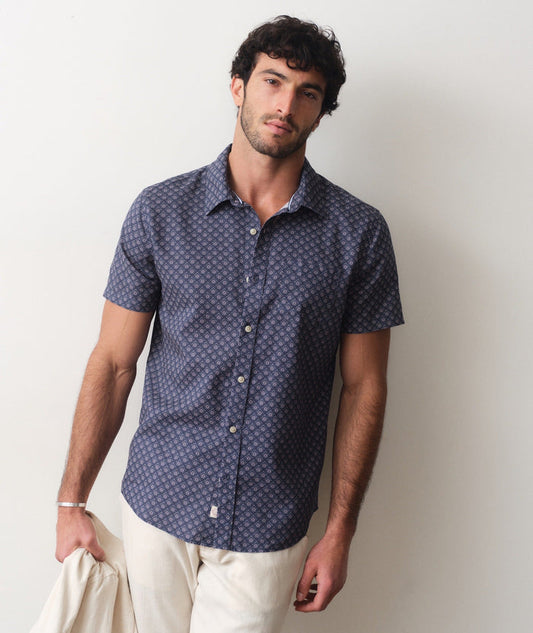 Better Than Linen Shirt India Ink Diamond Print