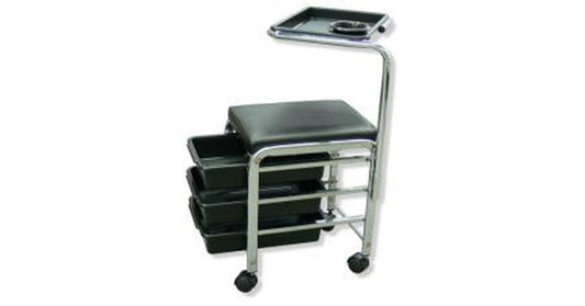 Black Square Stool with 3 Drawers & Tray Attachment (F-416)