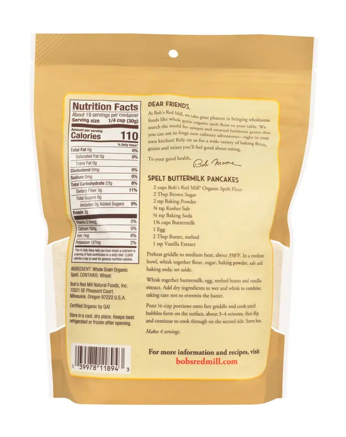 Bob's Red Mill: Organic Spelt Flour