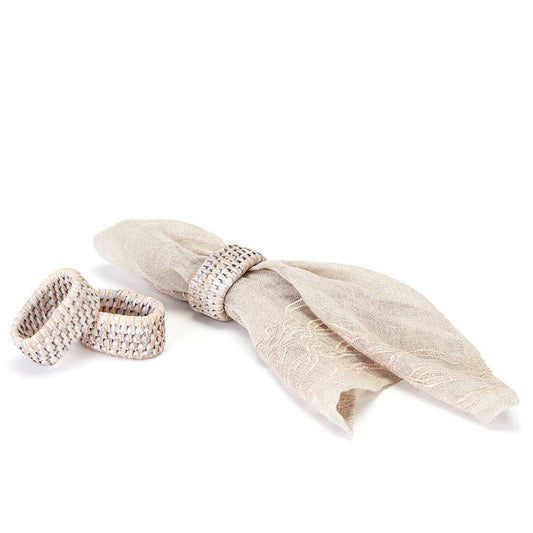 Burma Rattan Napkin Ring White| Set of 4 - Magnolia Lane co. Home + Garden + Gift