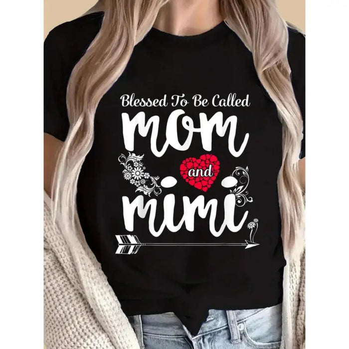 "Called Mom And Mimi's Blessing" Ladies T-Shirt – Casual Floral Mother's Day Tee, Premium 100% Cotton Grandmother Gift Top, Made in USA
