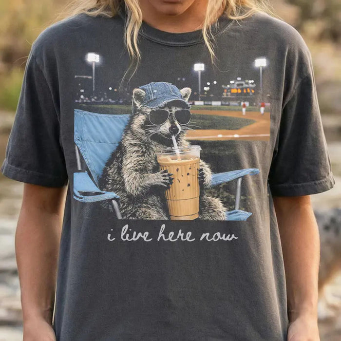 Comfort Colors Funny Raccoon Baseball T-Shirt – Retro Trash Panda Ballfield Graphic Tee, Sarcastic Sports Humor Shirt