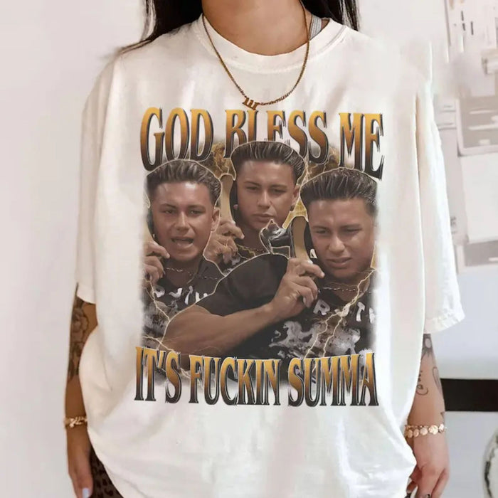 Comfort Colors God Bless Me It’s Summah T-Shirt – Funny Summer Retro Graphic Tee, Sarcastic Beach Vibe Shirt for Men & Women - Teezioo