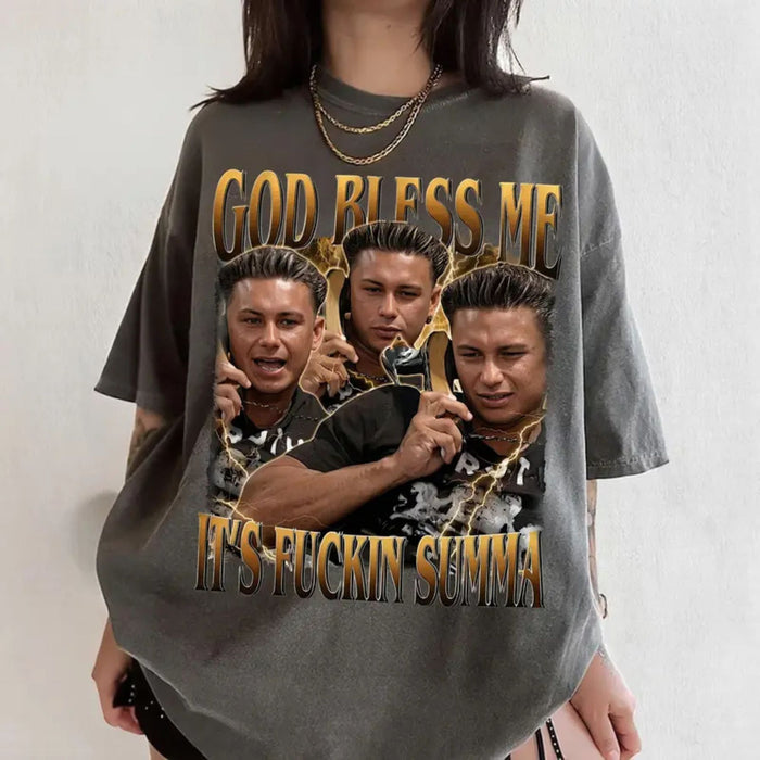 Comfort Colors God Bless Me It’s Summah T-Shirt – Funny Summer Retro Graphic Tee, Sarcastic Beach Vibe Shirt for Men & Women