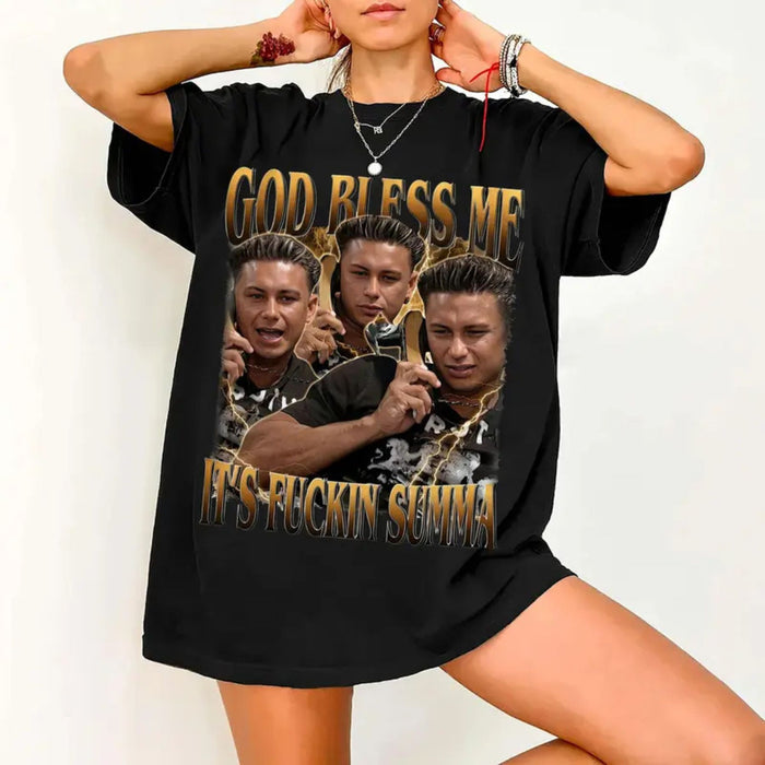 Comfort Colors God Bless Me It’s Summah T-Shirt – Funny Summer Retro Graphic Tee, Sarcastic Beach Vibe Shirt for Men & Women