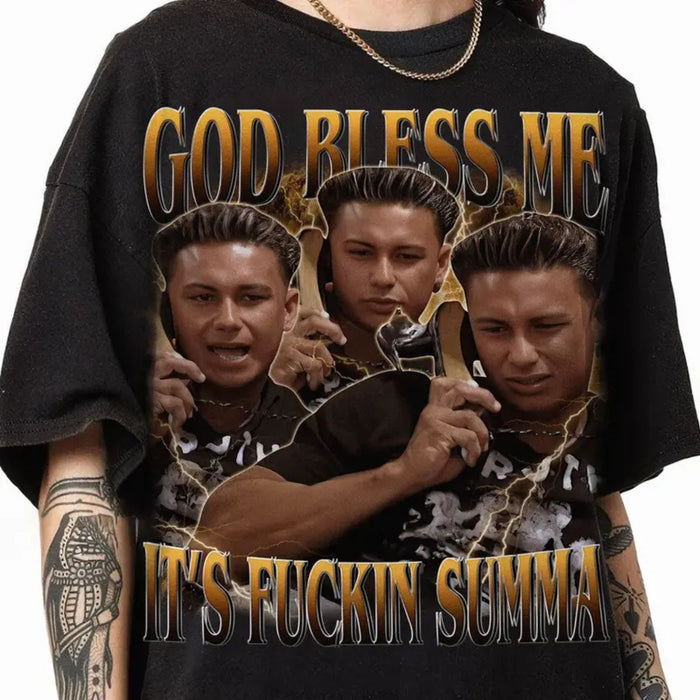 Comfort Colors God Bless Me It’s Summah T-Shirt – Funny Summer Retro Graphic Tee, Sarcastic Beach Vibe Shirt for Men & Women