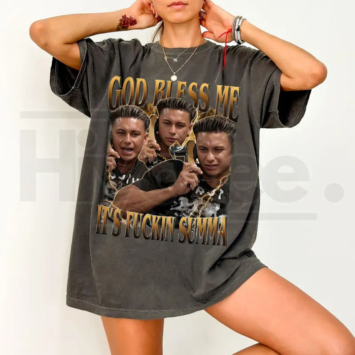 Comfort Colors God Bless Me It’s Summah T-Shirt – Funny Summer Retro Graphic Tee, Sarcastic Beach Vibe Shirt for Men & Women