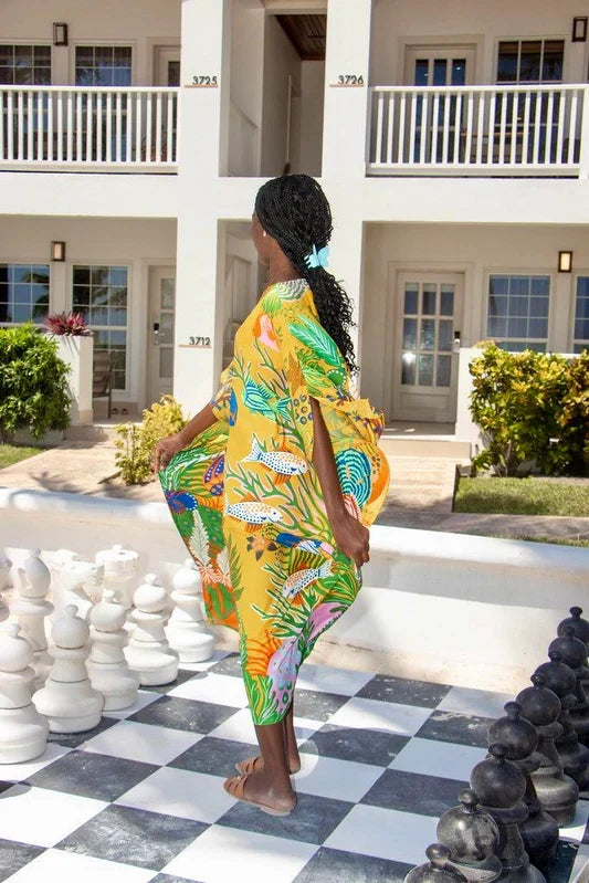 Coral Reef Sunset Full Length Caftan