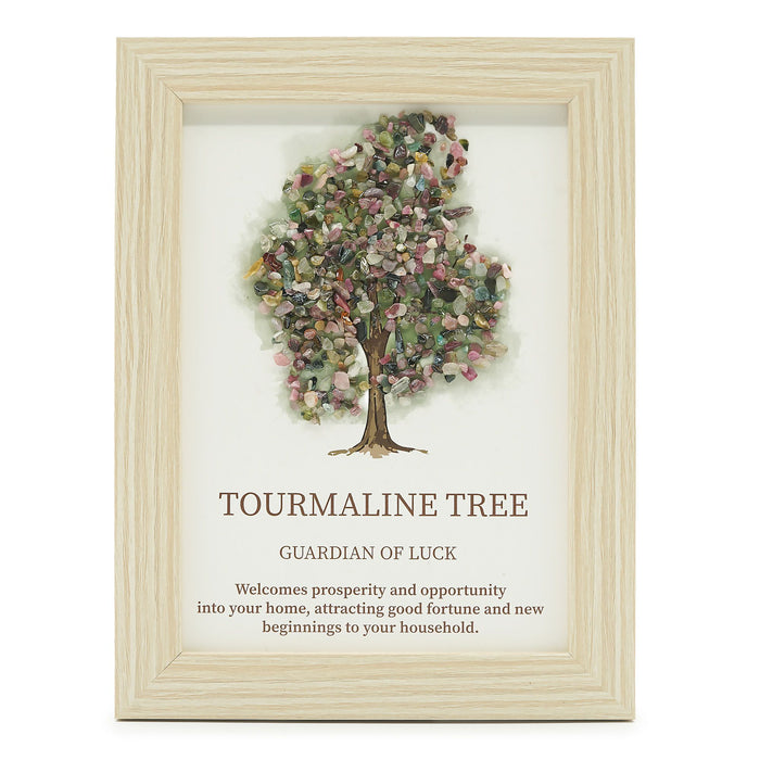 Decorative Tree of Life Wall Art with Genuine Pyrite Gemstone Chips Metallic Shine Crystals
