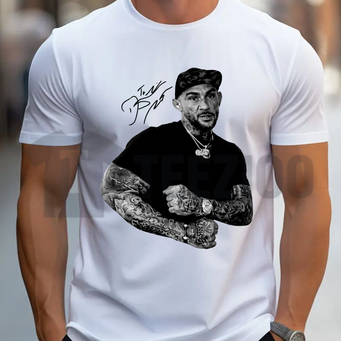 Front view of Dustin Poirier The Diamond UFC Graphic T-Shirt in a vintage sports merch style - teezioo