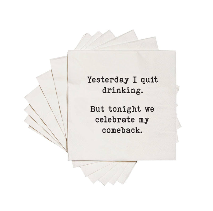 ellembee gift - Yesterday I quit drinking but tonight Cocktail Napkins