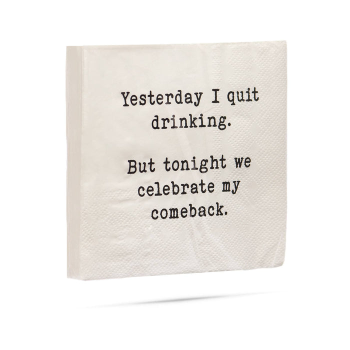 ellembee gift - Yesterday I quit drinking but tonight Cocktail Napkins