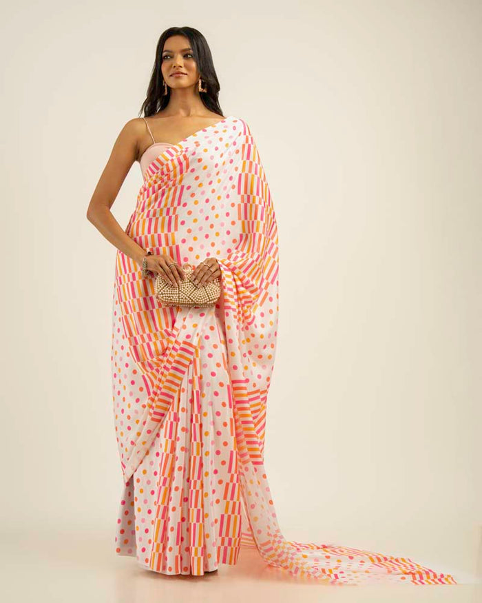 ETHNIC FUSION PRINTED BATIK INSPIRED SILK SAREE