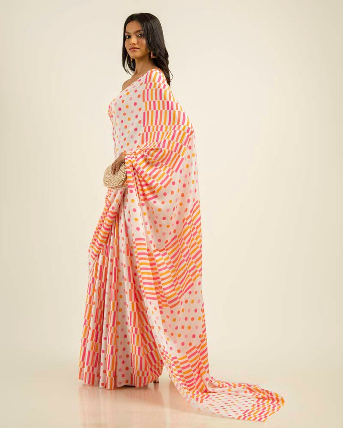 ETHNIC FUSION PRINTED BATIK INSPIRED SILK SAREE