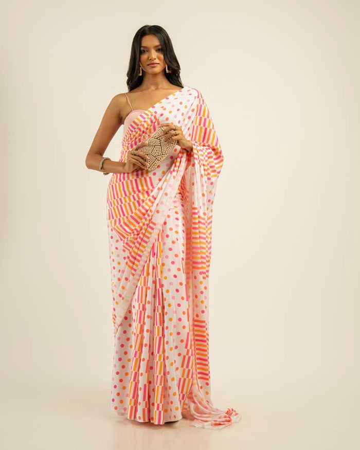 ETHNIC FUSION PRINTED BATIK INSPIRED SILK SAREE