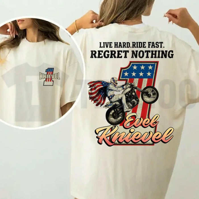 Evel Knievel Live Hard Ride Fast Shirt – Retro Motorcycle Daredevil Tee