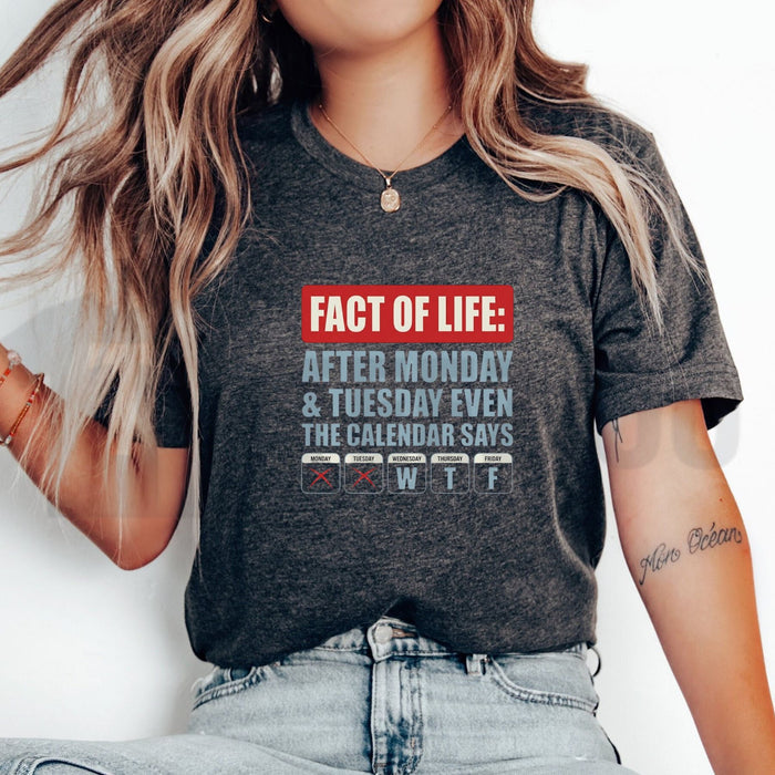 Fact Of Life WTF Calendar Relatable Weekday Joke Gift Graphic T-Shirt
